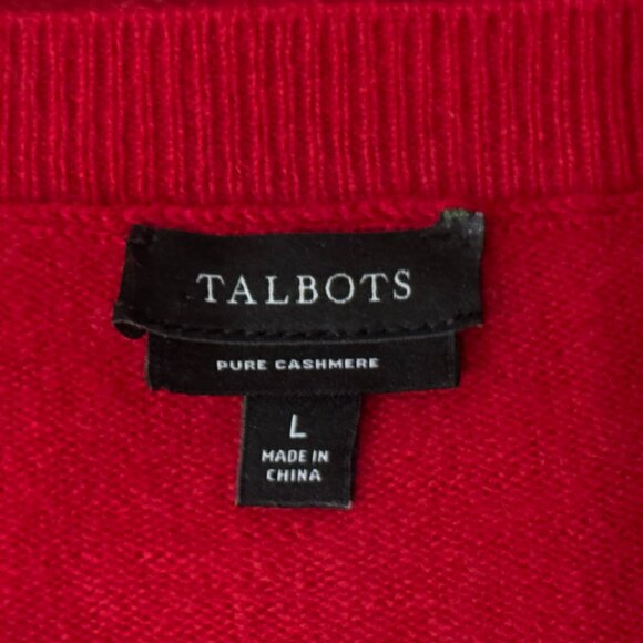 Talbots Pure Cashmere Sz L Womens Sweater Pullover V-Neck Red Long Sleeve - Picture 7 of 8